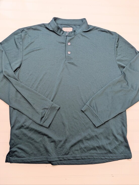 PGA Tour Other - PGA Tour Green Band Collar Long Sleeved Golf Shirt